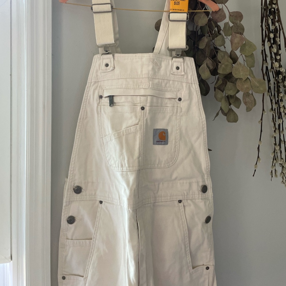 NWT Carhartt Natural Rugged Flex® Relaxed Fit Canvas Bib Overalls, 32x34 - Picture 4 of 6
